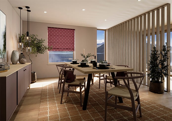 Emily Bond Wild Thyme, Burgundy - Roman Blind - Image 6